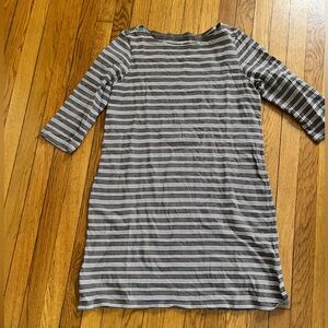 Garnet Hill Gray and White Striped knit Dress with pockets